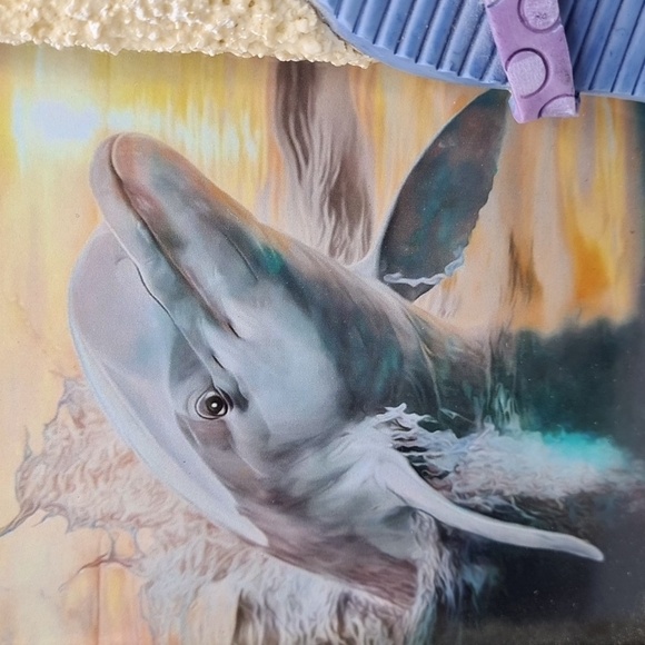 Framed Dolphin at Sunset‎ Colorful  Watercolor Oil Painting Art Print - Picture 2 of 11